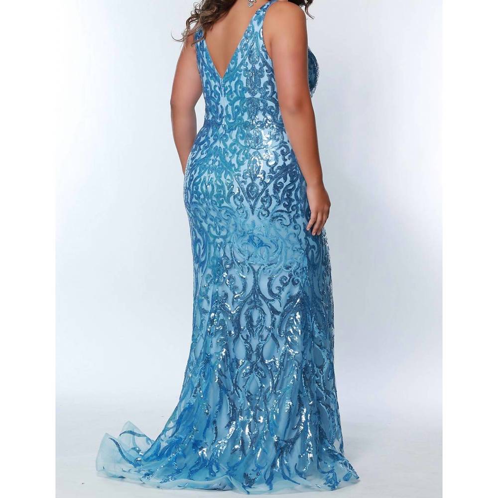 NEW SYDNEY'S CLOSET sequin mermaid dress - plus in bluejay - Picture 2 of 2